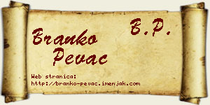 Branko Pevac vizit kartica